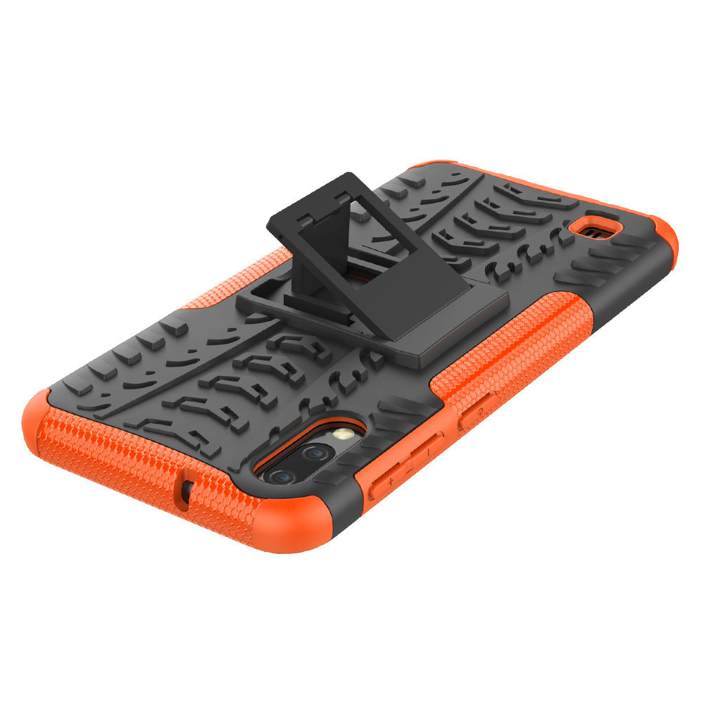 2-in-1 Tyre Pattern PC + TPU Hybrid Mobile Phone Case with Kickstand for Samsung Galaxy M10 / A10