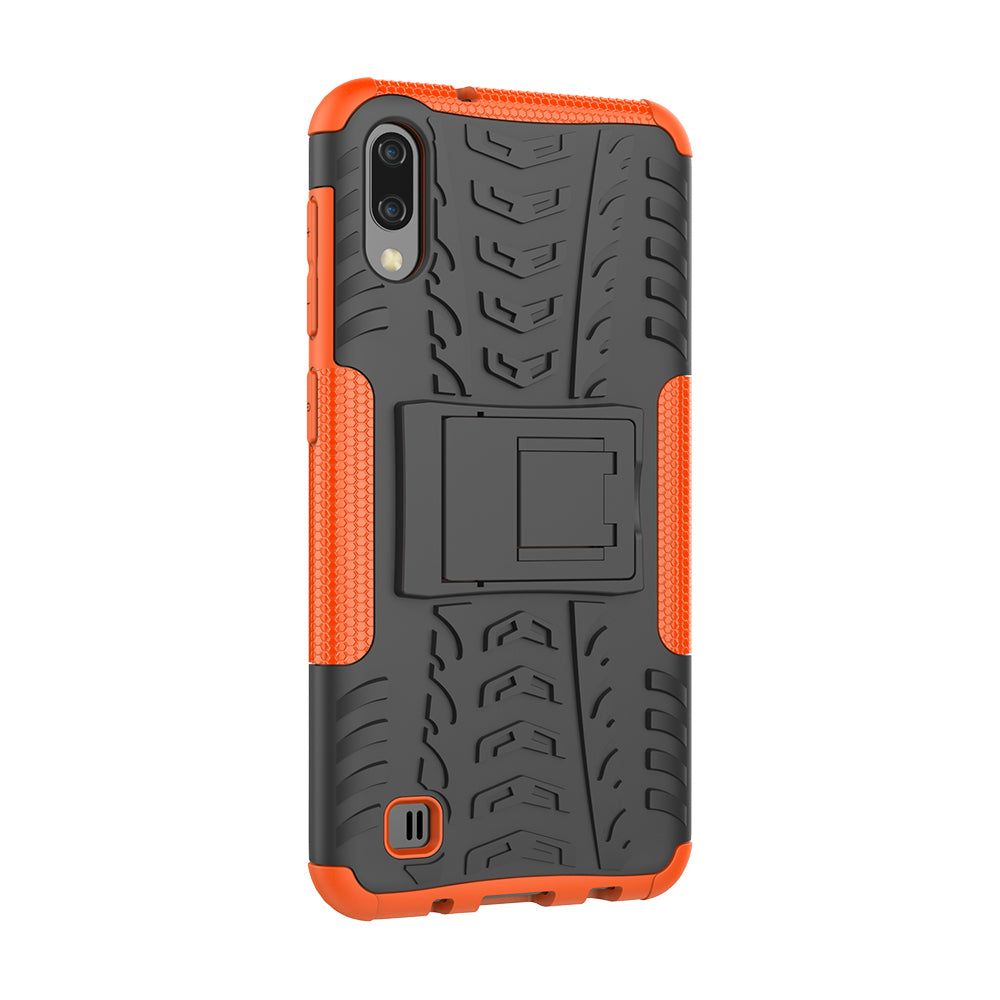 2-in-1 Tyre Pattern PC + TPU Hybrid Mobile Phone Case with Kickstand for Samsung Galaxy M10 / A10
