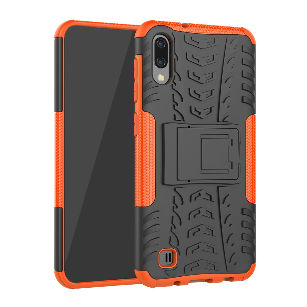 2-in-1 Tyre Pattern PC + TPU Hybrid Mobile Phone Case with Kickstand for Samsung Galaxy M10 / A10