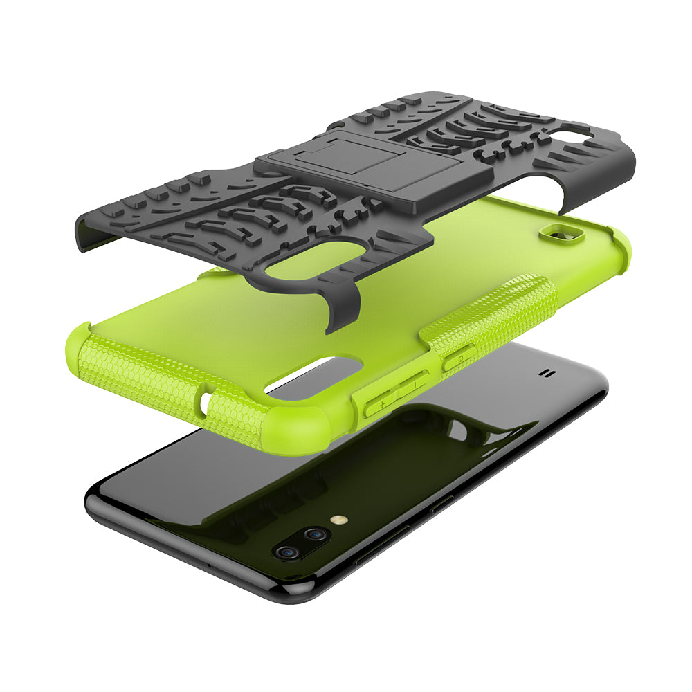2-in-1 Tyre Pattern PC + TPU Hybrid Mobile Phone Case with Kickstand for Samsung Galaxy M10 / A10