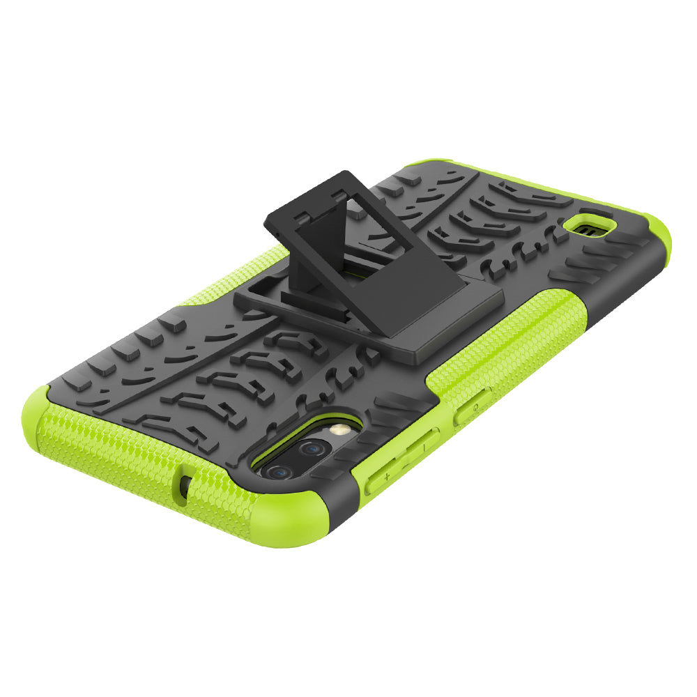 2-in-1 Tyre Pattern PC + TPU Hybrid Mobile Phone Case with Kickstand for Samsung Galaxy M10 / A10