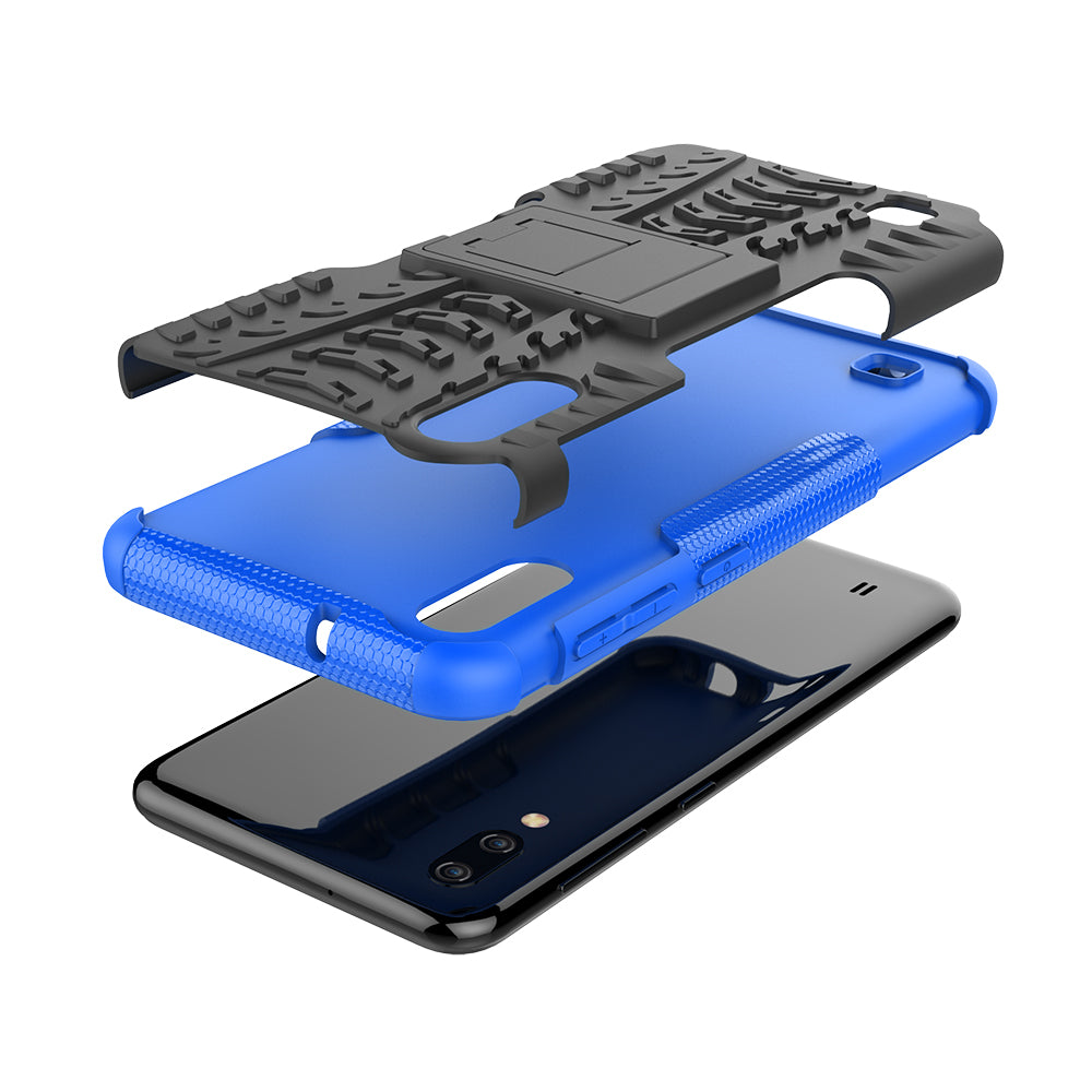 2-in-1 Tyre Pattern PC + TPU Hybrid Mobile Phone Case with Kickstand for Samsung Galaxy M10 / A10