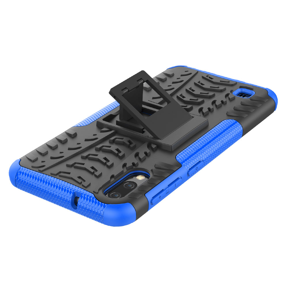2-in-1 Tyre Pattern PC + TPU Hybrid Mobile Phone Case with Kickstand for Samsung Galaxy M10 / A10