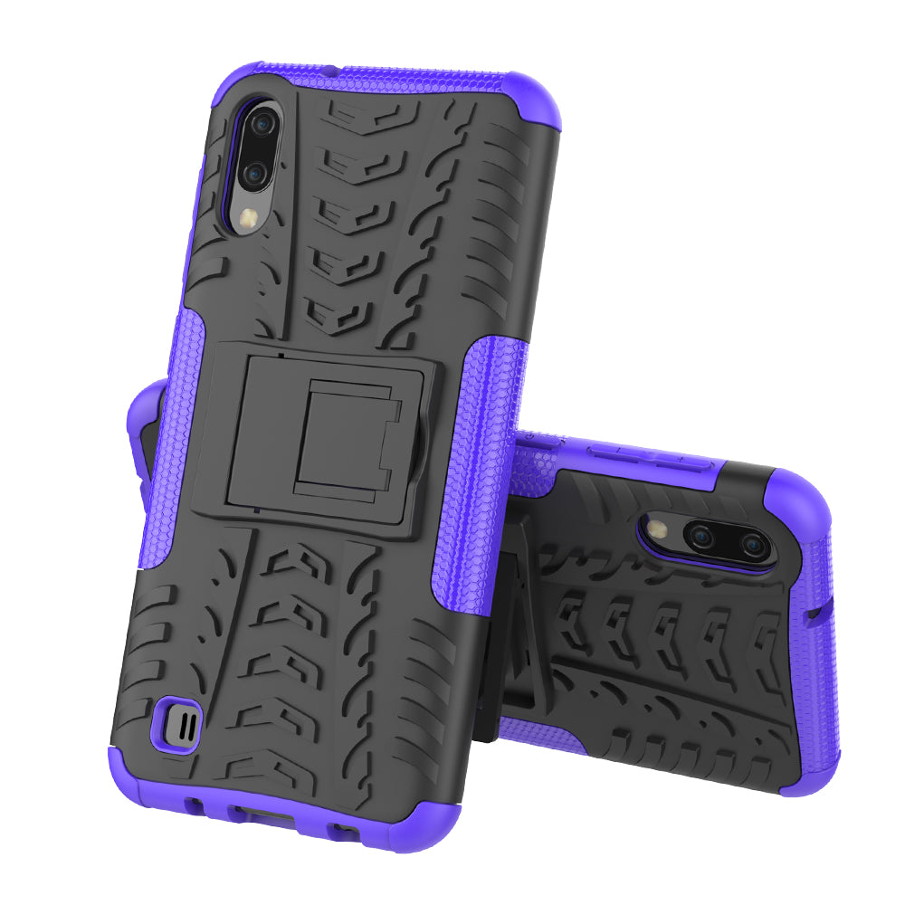 2-in-1 Tyre Pattern PC + TPU Hybrid Mobile Phone Case with Kickstand for Samsung Galaxy M10 / A10