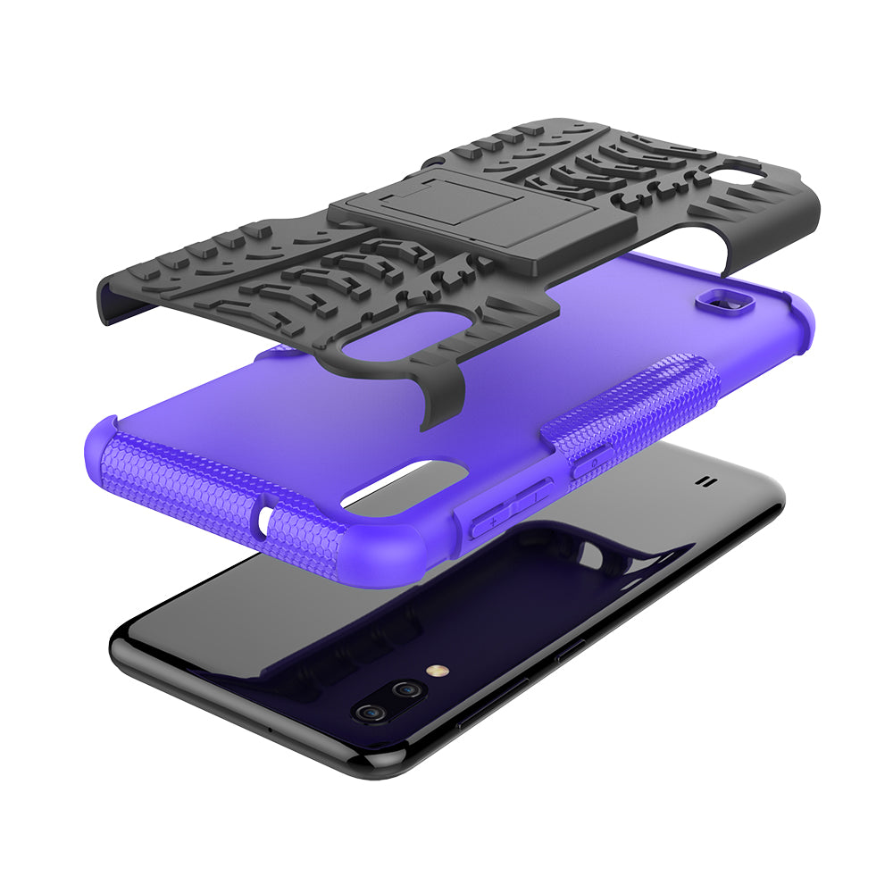2-in-1 Tyre Pattern PC + TPU Hybrid Mobile Phone Case with Kickstand for Samsung Galaxy M10 / A10