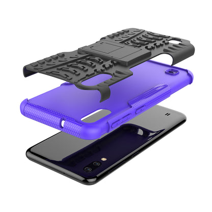 2-in-1 Tyre Pattern PC + TPU Hybrid Mobile Phone Case with Kickstand for Samsung Galaxy M10 / A10