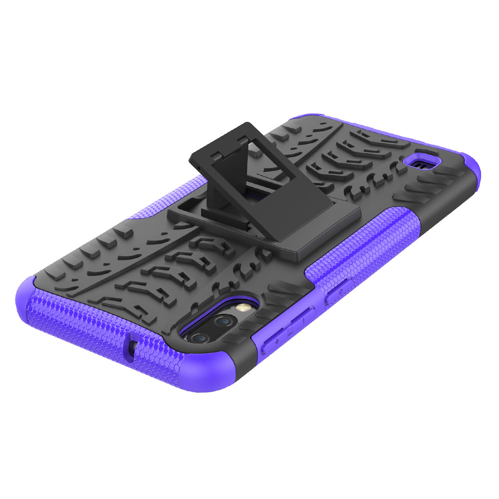 2-in-1 Tyre Pattern PC + TPU Hybrid Mobile Phone Case with Kickstand for Samsung Galaxy M10 / A10