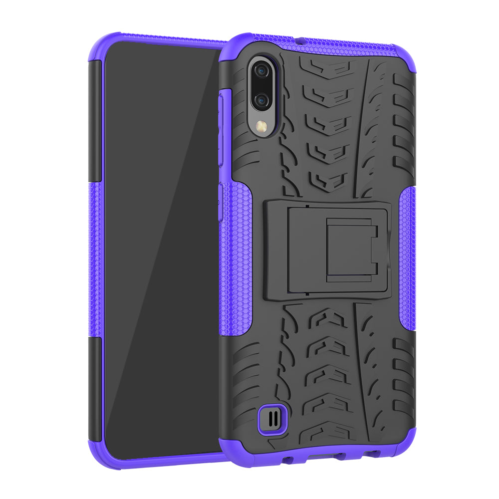 2-in-1 Tyre Pattern PC + TPU Hybrid Mobile Phone Case with Kickstand for Samsung Galaxy M10 / A10