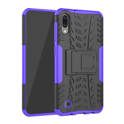 2-in-1 Tyre Pattern PC + TPU Hybrid Mobile Phone Case with Kickstand for Samsung Galaxy M10 / A10