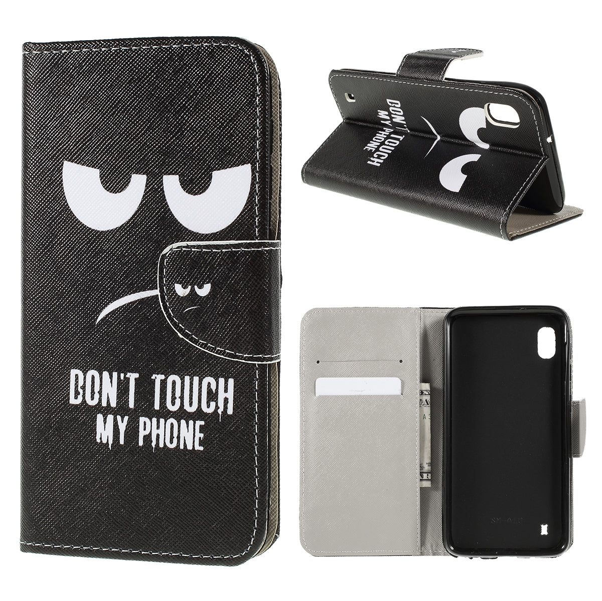 Cross Texture Pattern Printing PU Leather Magnetic Phone Cover for Samsung Galaxy A10