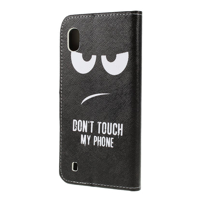 Cross Texture Pattern Printing PU Leather Magnetic Phone Cover for Samsung Galaxy A10