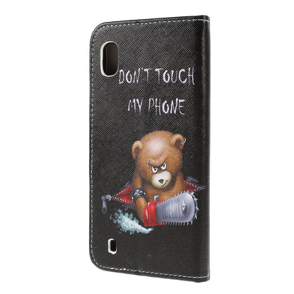Cross Texture Pattern Printing PU Leather Magnetic Phone Cover for Samsung Galaxy A10