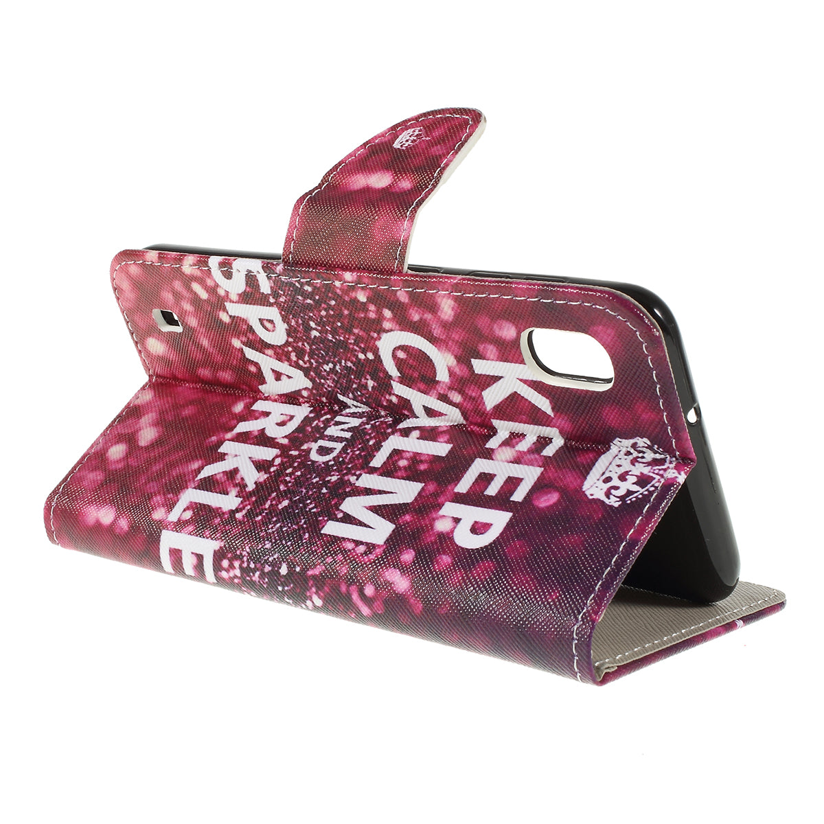 Cross Texture Pattern Printing PU Leather Magnetic Phone Cover for Samsung Galaxy A10