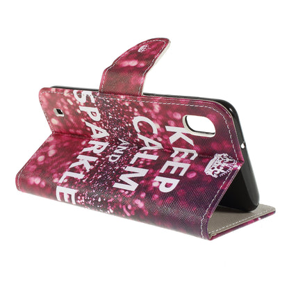 Cross Texture Pattern Printing PU Leather Magnetic Phone Cover for Samsung Galaxy A10