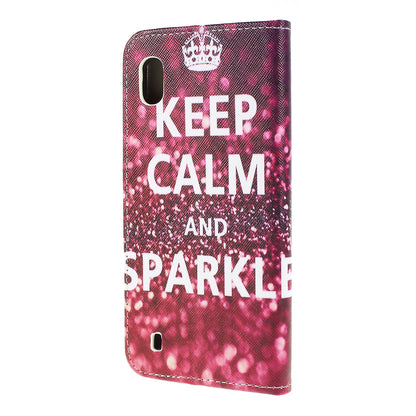Cross Texture Pattern Printing PU Leather Magnetic Phone Cover for Samsung Galaxy A10