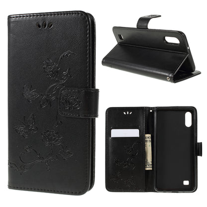Imprint Butterfly Flower PU Leather Flip Stand Phone Case for Samsung Galaxy A10