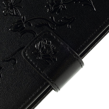 Imprint Butterfly Flower PU Leather Flip Stand Phone Case for Samsung Galaxy A10