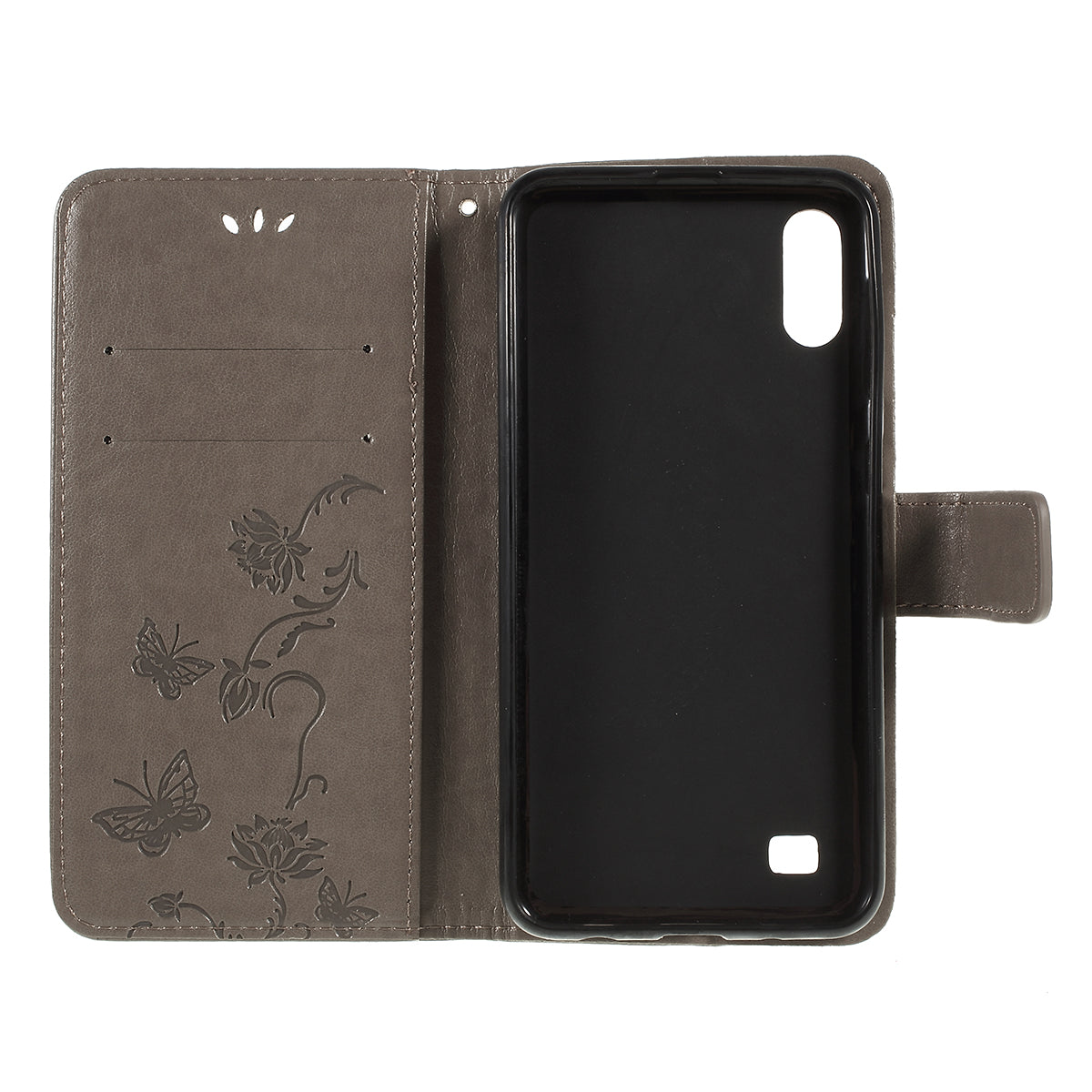 Imprint Butterfly Flower PU Leather Flip Stand Phone Case for Samsung Galaxy A10