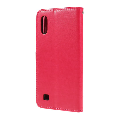 Imprint Butterfly Flower PU Leather Flip Stand Phone Case for Samsung Galaxy A10