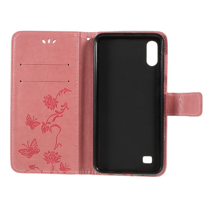 Imprint Butterfly Flower PU Leather Flip Stand Phone Case for Samsung Galaxy A10