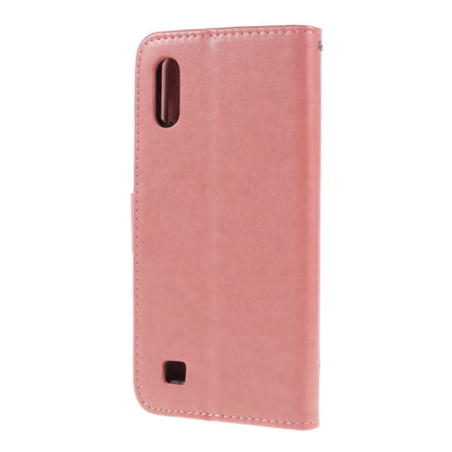 Imprint Butterfly Flower PU Leather Flip Stand Phone Case for Samsung Galaxy A10