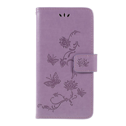 Imprint Butterfly Flower PU Leather Flip Stand Phone Case for Samsung Galaxy A10
