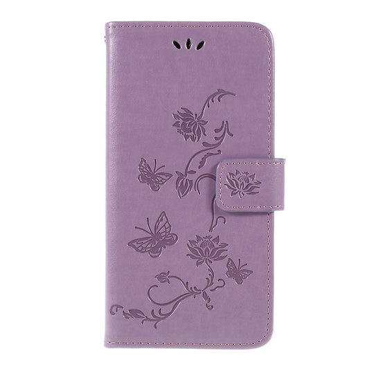 Imprint Butterfly Flower PU Leather Flip Stand Phone Case for Samsung Galaxy A10
