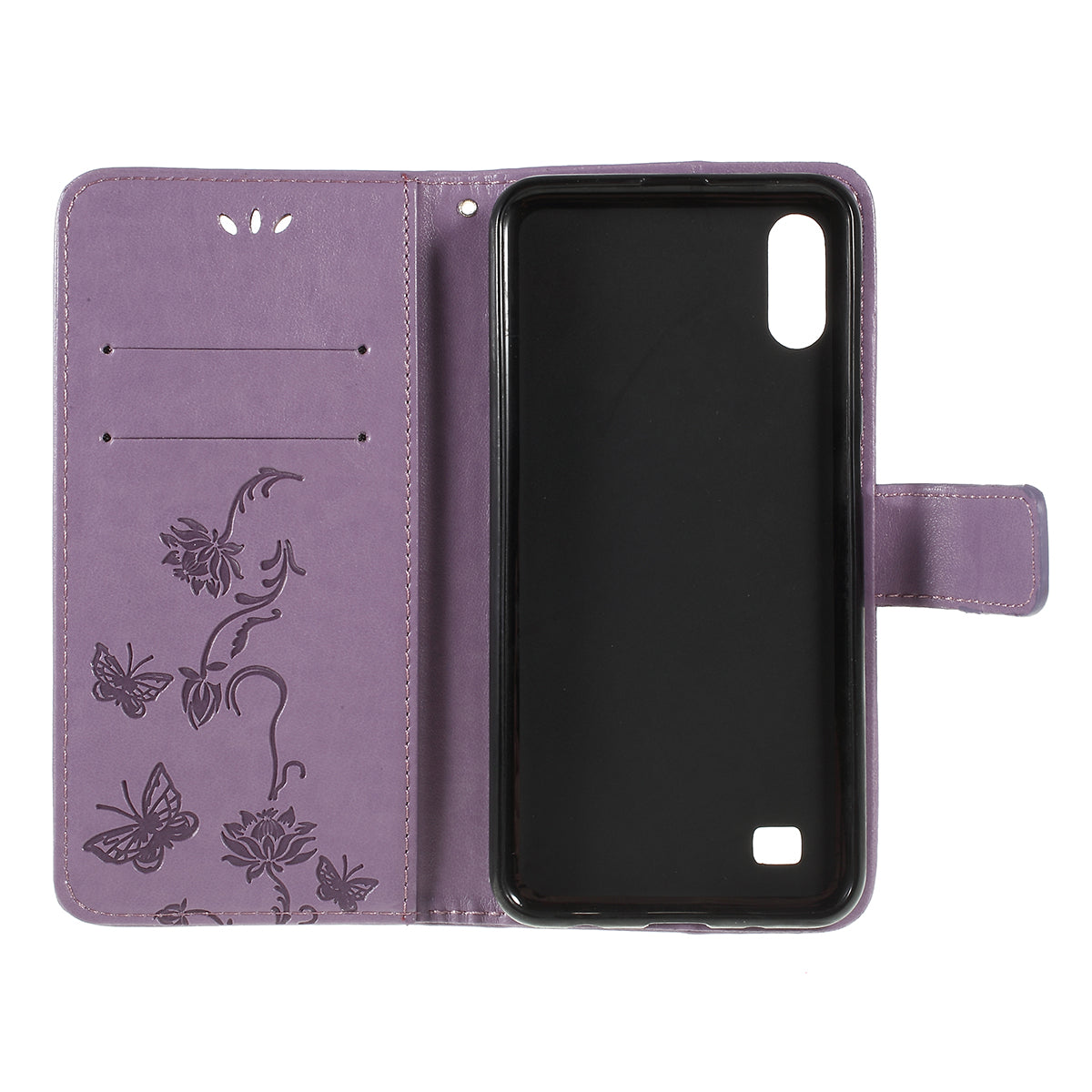 Imprint Butterfly Flower PU Leather Flip Stand Phone Case for Samsung Galaxy A10