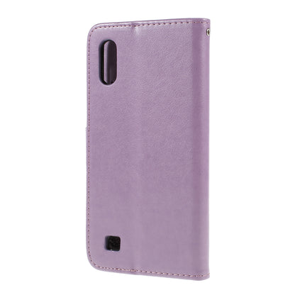 Imprint Butterfly Flower PU Leather Flip Stand Phone Case for Samsung Galaxy A10