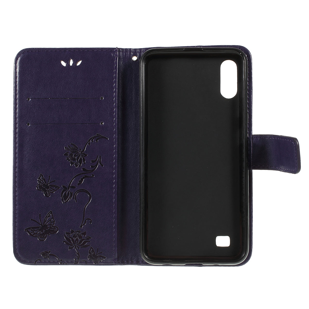 Imprint Butterfly Flower PU Leather Flip Stand Phone Case for Samsung Galaxy A10