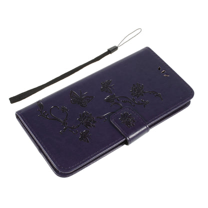 Imprint Butterfly Flower PU Leather Flip Stand Phone Case for Samsung Galaxy A10
