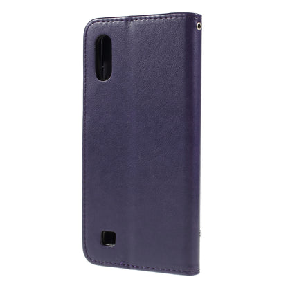 Imprint Butterfly Flower PU Leather Flip Stand Phone Case for Samsung Galaxy A10