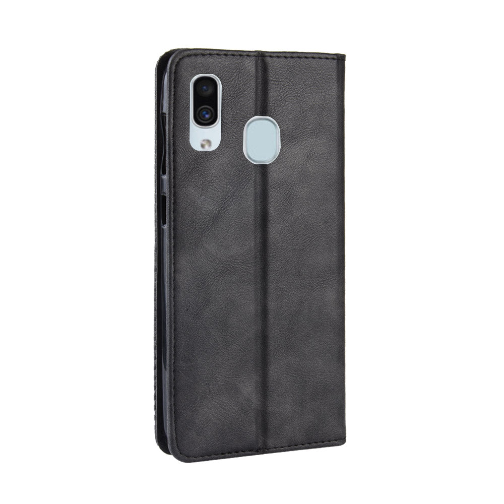 Auto-absorbed Vintage Leather Wallet Case Cover for Samsung Galaxy A40