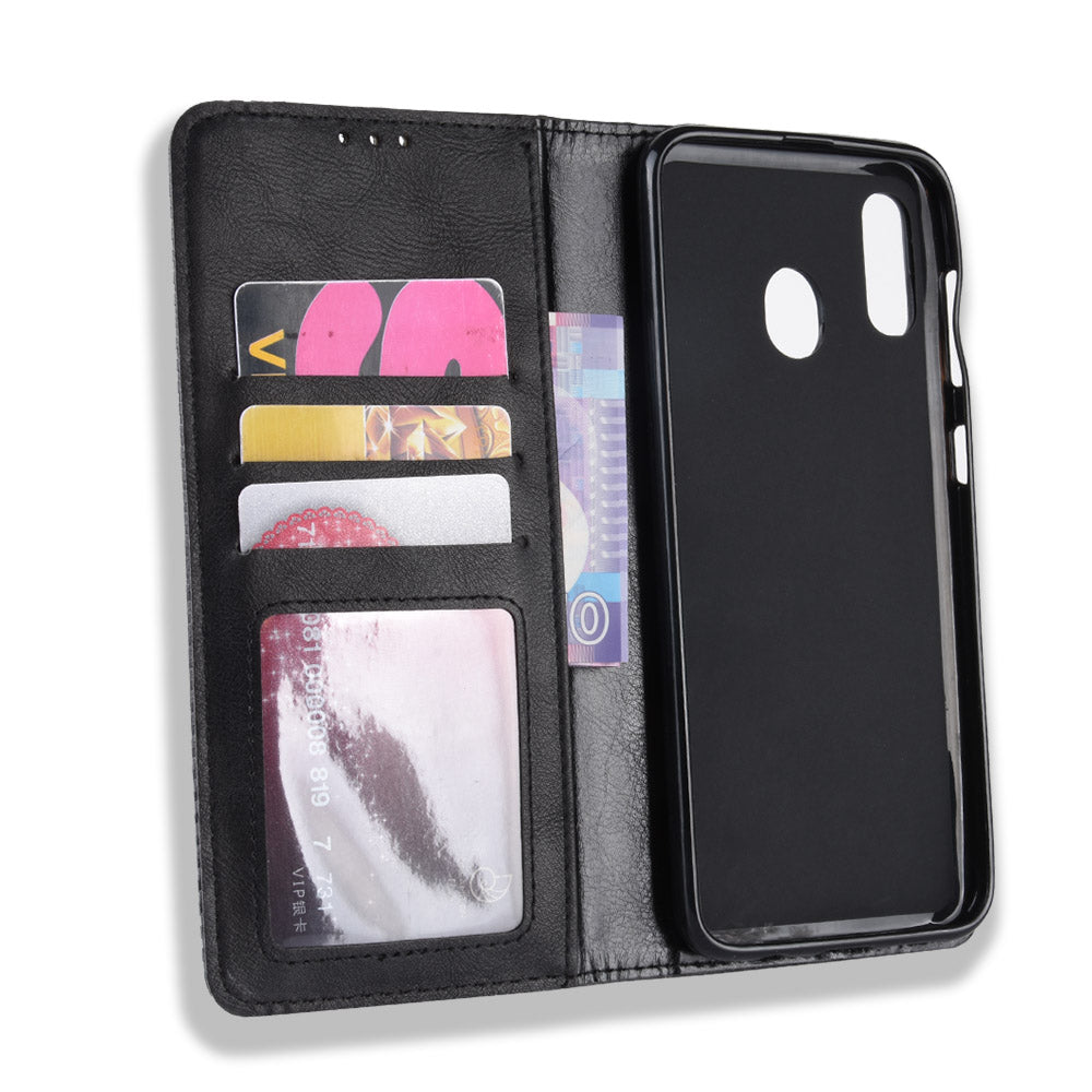 Auto-absorbed Vintage Leather Wallet Case Cover for Samsung Galaxy A40