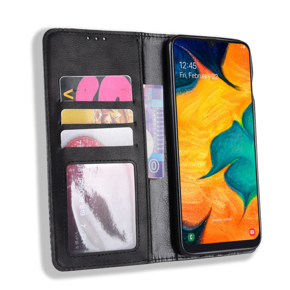 Auto-absorbed Vintage Leather Wallet Case Cover for Samsung Galaxy A40