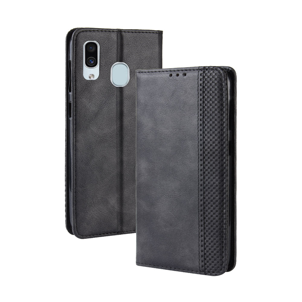 Auto-absorbed Vintage Leather Wallet Case Cover for Samsung Galaxy A40