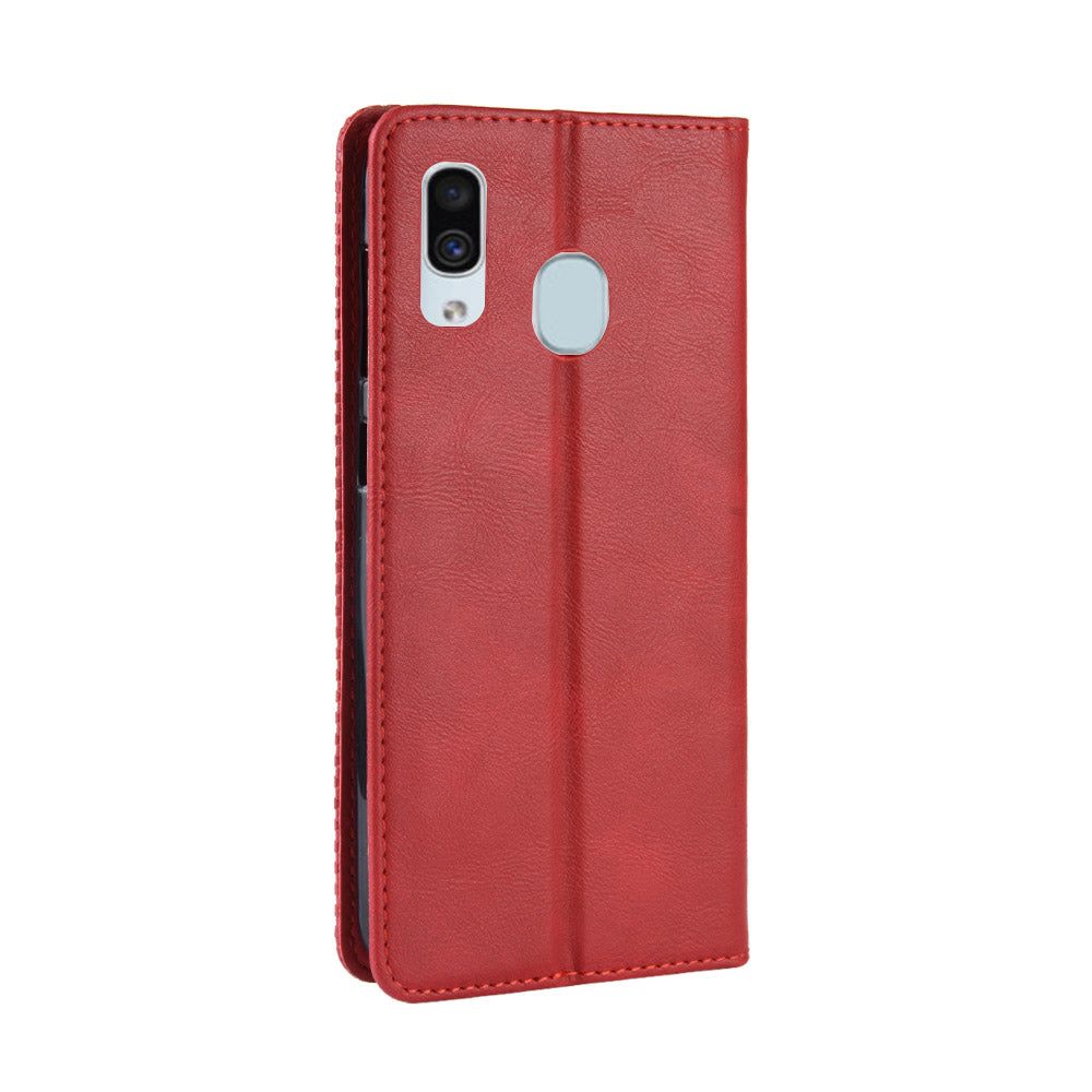 Auto-absorbed Vintage Leather Wallet Case Cover for Samsung Galaxy A40