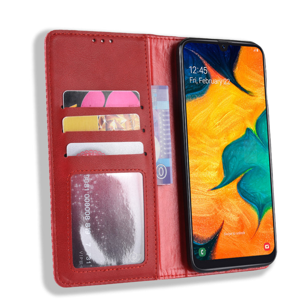 Auto-absorbed Vintage Leather Wallet Case Cover for Samsung Galaxy A40
