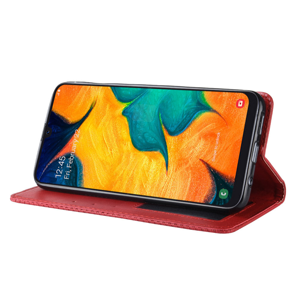 Auto-absorbed Vintage Leather Wallet Case Cover for Samsung Galaxy A40