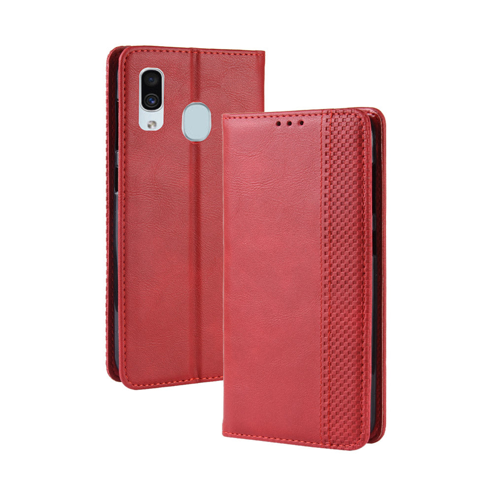 Auto-absorbed Vintage Leather Wallet Case Cover for Samsung Galaxy A40