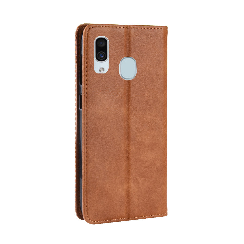 Auto-absorbed Vintage Leather Wallet Case Cover for Samsung Galaxy A40
