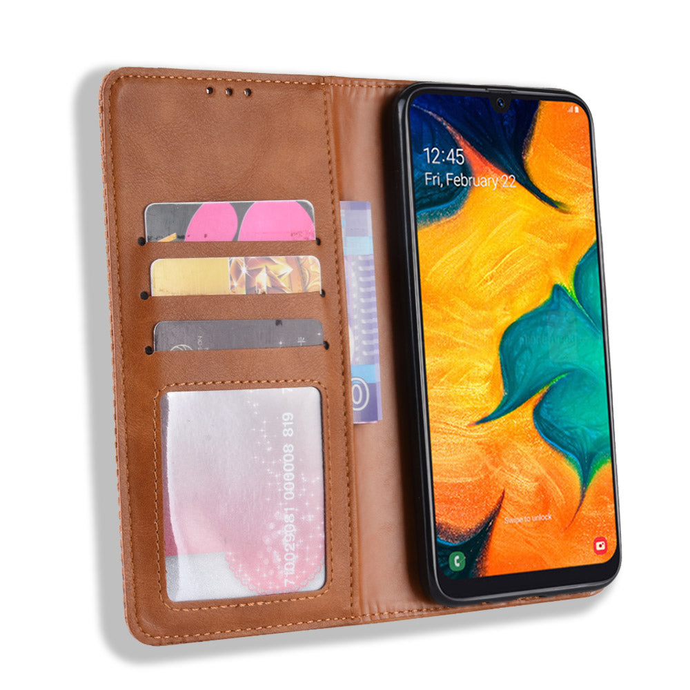 Auto-absorbed Vintage Leather Wallet Case Cover for Samsung Galaxy A40