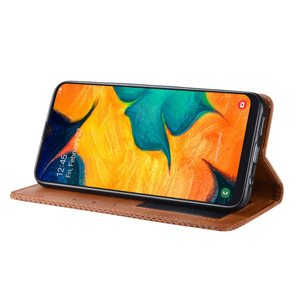 Auto-absorbed Vintage Leather Wallet Case Cover for Samsung Galaxy A40