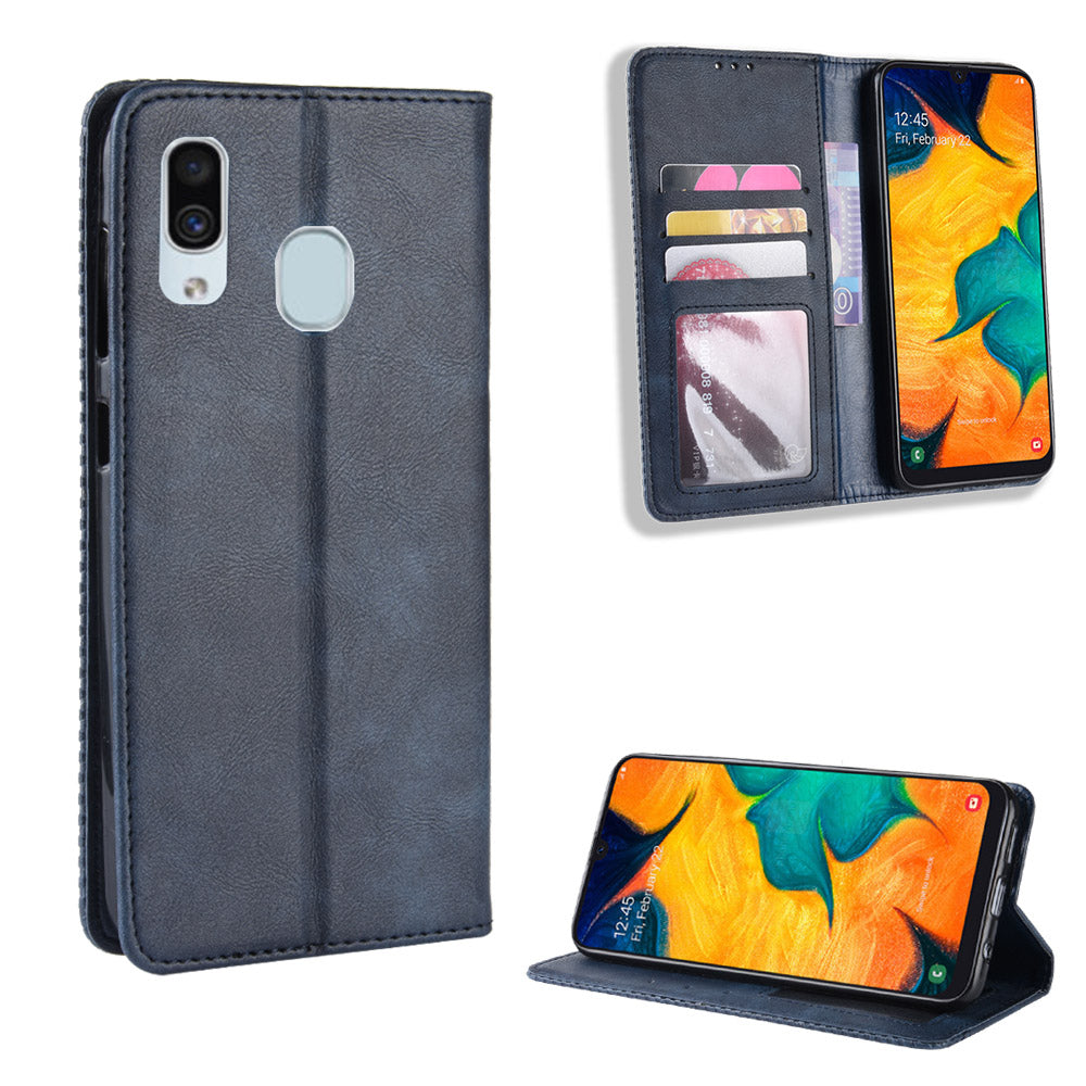 Auto-absorbed Vintage Leather Wallet Case Cover for Samsung Galaxy A40