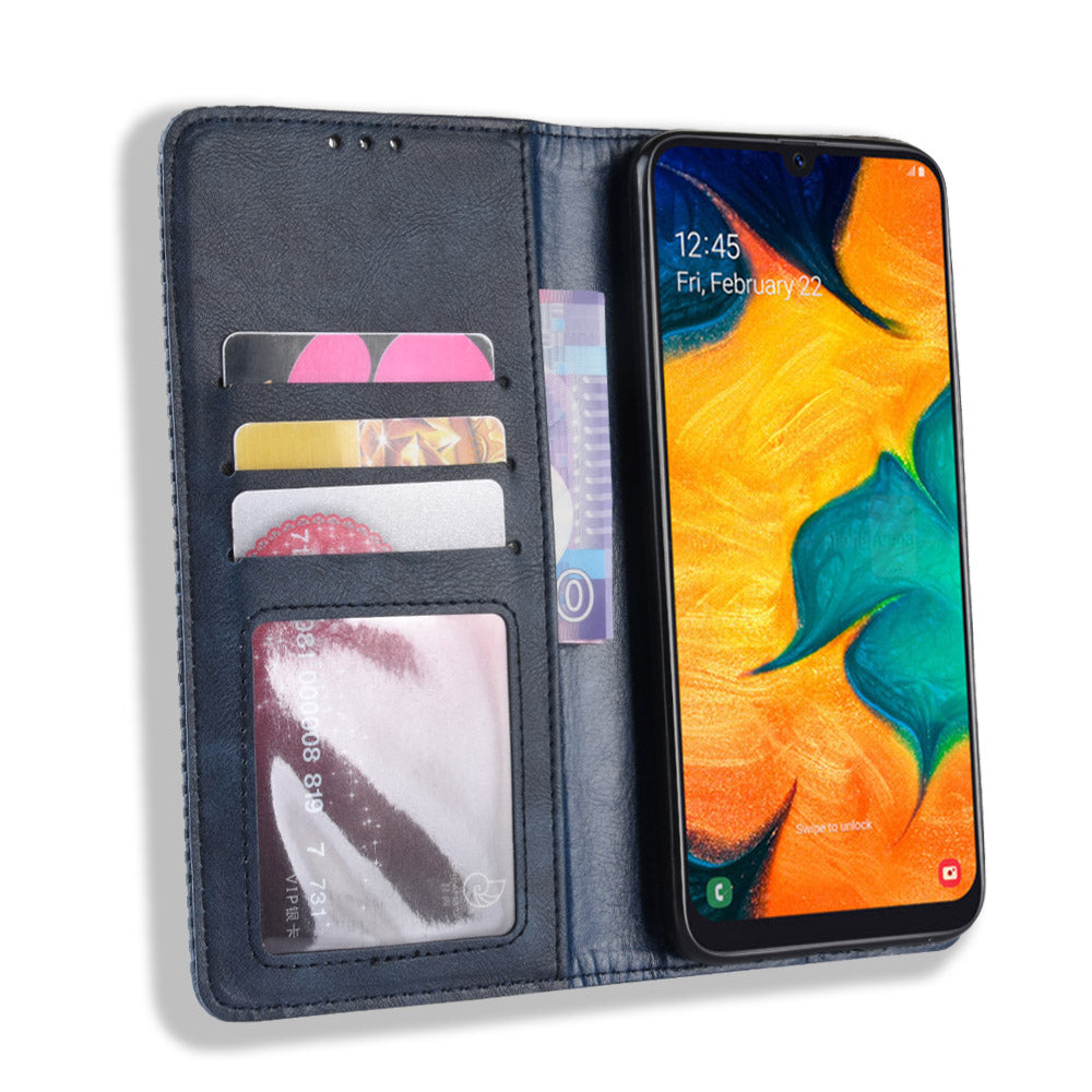 Auto-absorbed Vintage Leather Wallet Case Cover for Samsung Galaxy A40