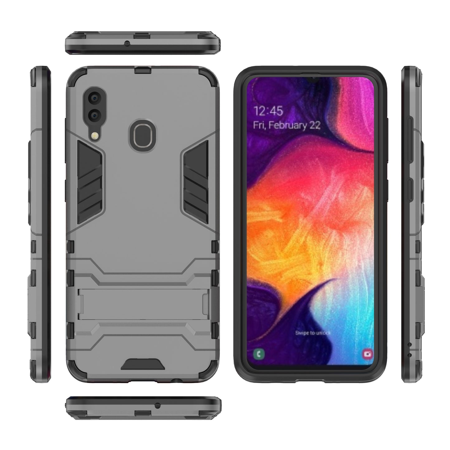 Cool Guard PC TPU Hybrid Back Casing with Kickstand for Samsung Galaxy A30/A20