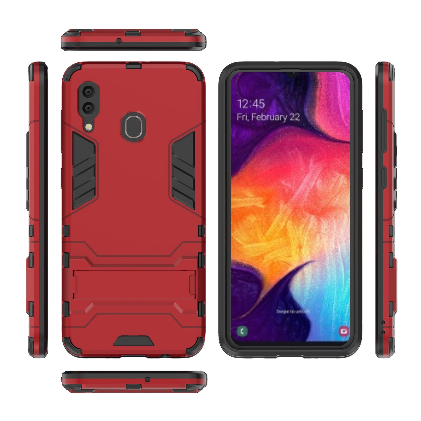 Cool Guard PC TPU Hybrid Back Casing with Kickstand for Samsung Galaxy A30/A20