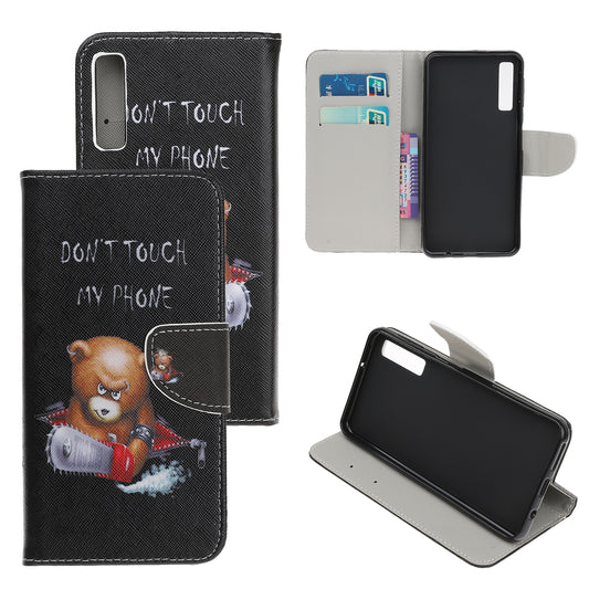 Pattern Printing Cross Texture Leather Wallet Case for Samsung Galaxy A70