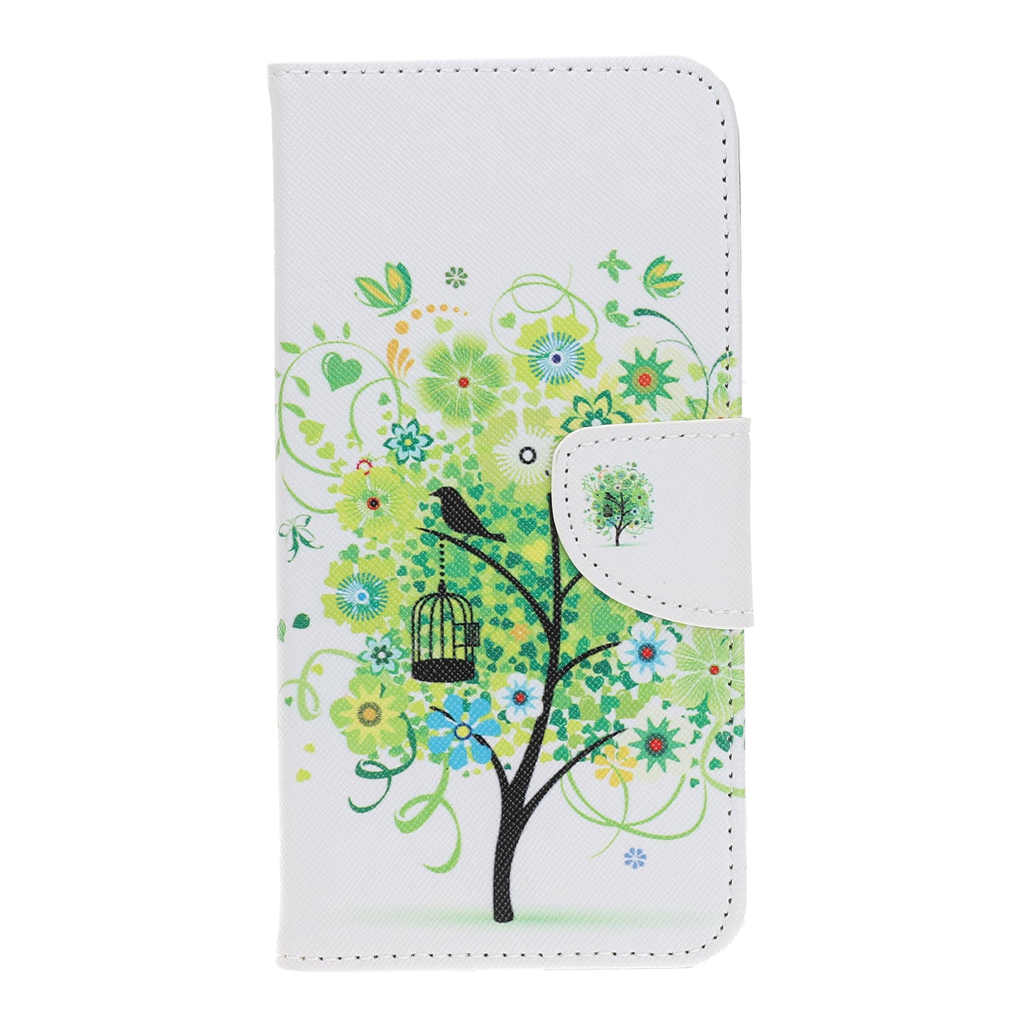 Pattern Printing Cross Texture Leather Wallet Case for Samsung Galaxy A70