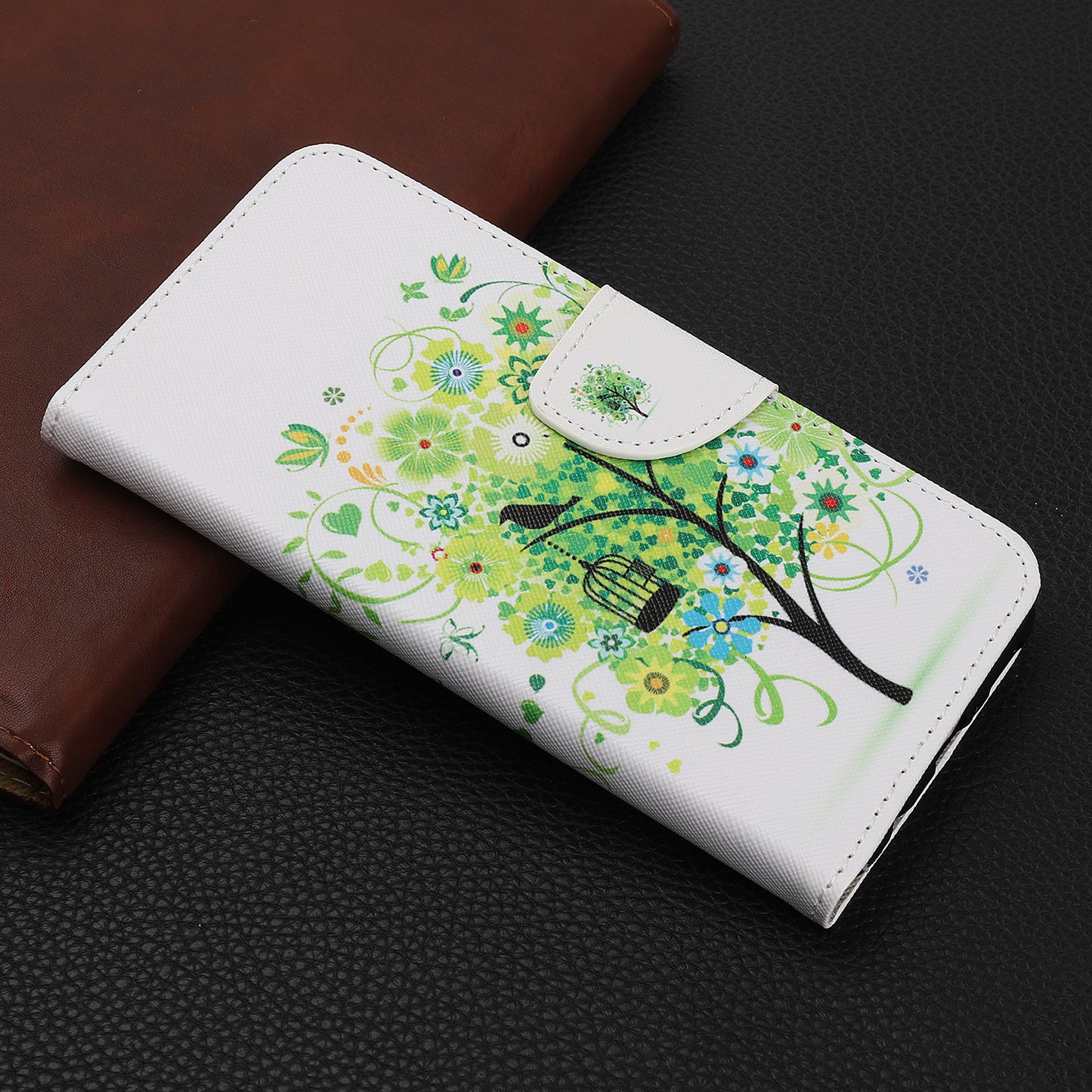 Pattern Printing Cross Texture Leather Wallet Case for Samsung Galaxy A70